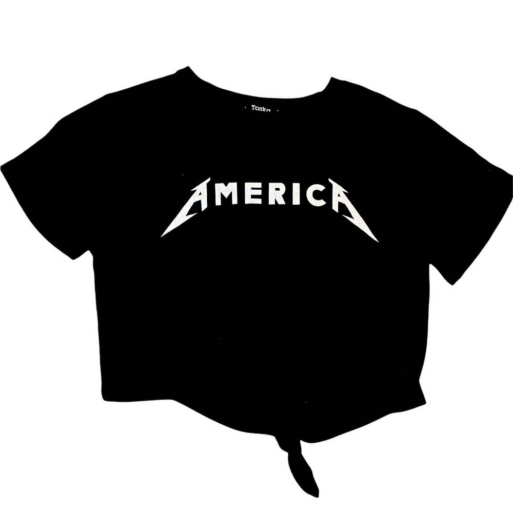 America Cropped Graphic Knot Tee